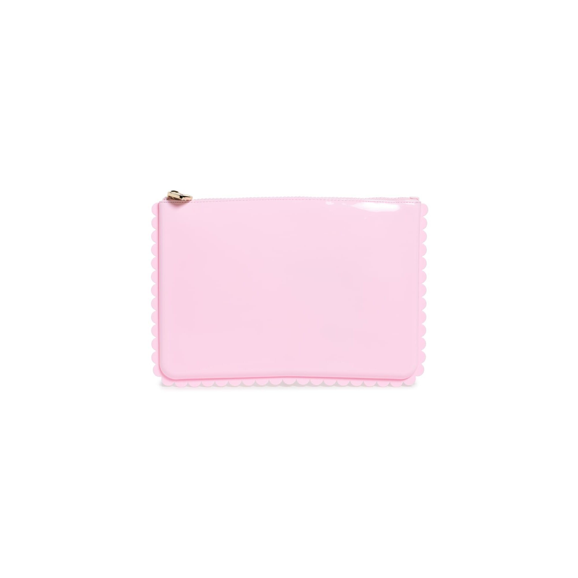 2316 Jelly Scallop Flat Pouch, Flamingo, Pink, One Size